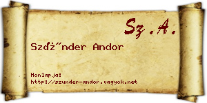 Szünder Andor névjegykártya